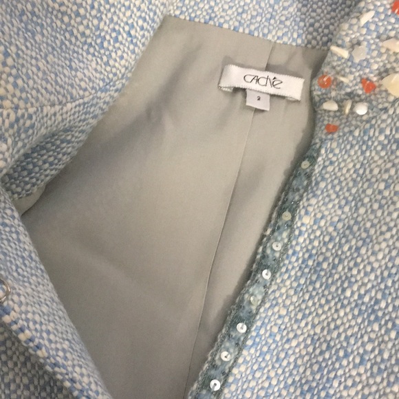 CACHE TWEED Embroidered Blue Blazer/ Jacket - Picture 7 of 8